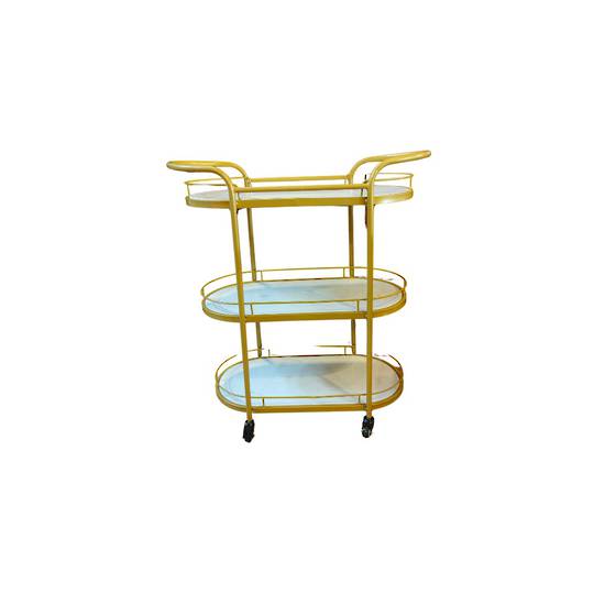 Wine Bar Trolley 3 Tier - Gold